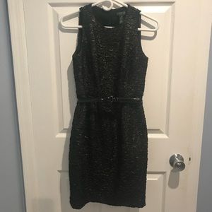 Lauren Ralph Lauren Black Metallic Belted Dress